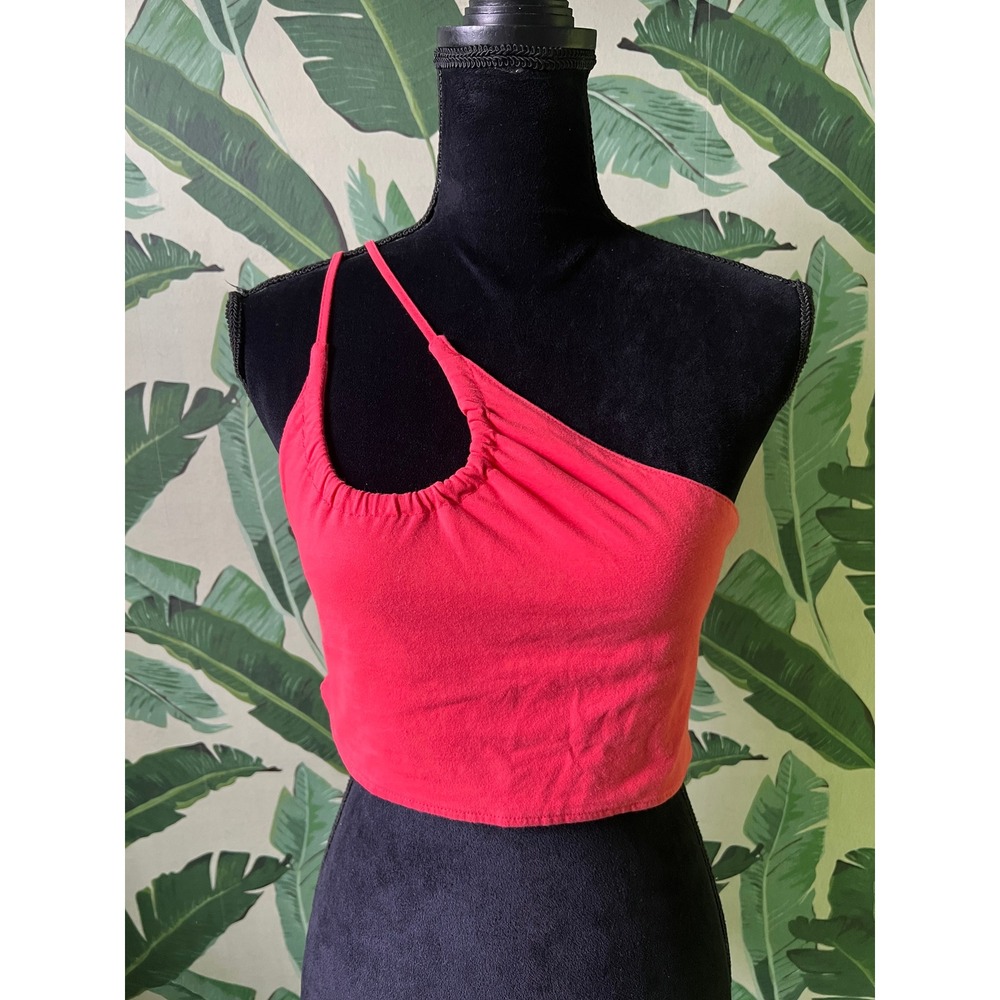 Anthropologie One Shoulder Crop Top Tank Women Medium Red